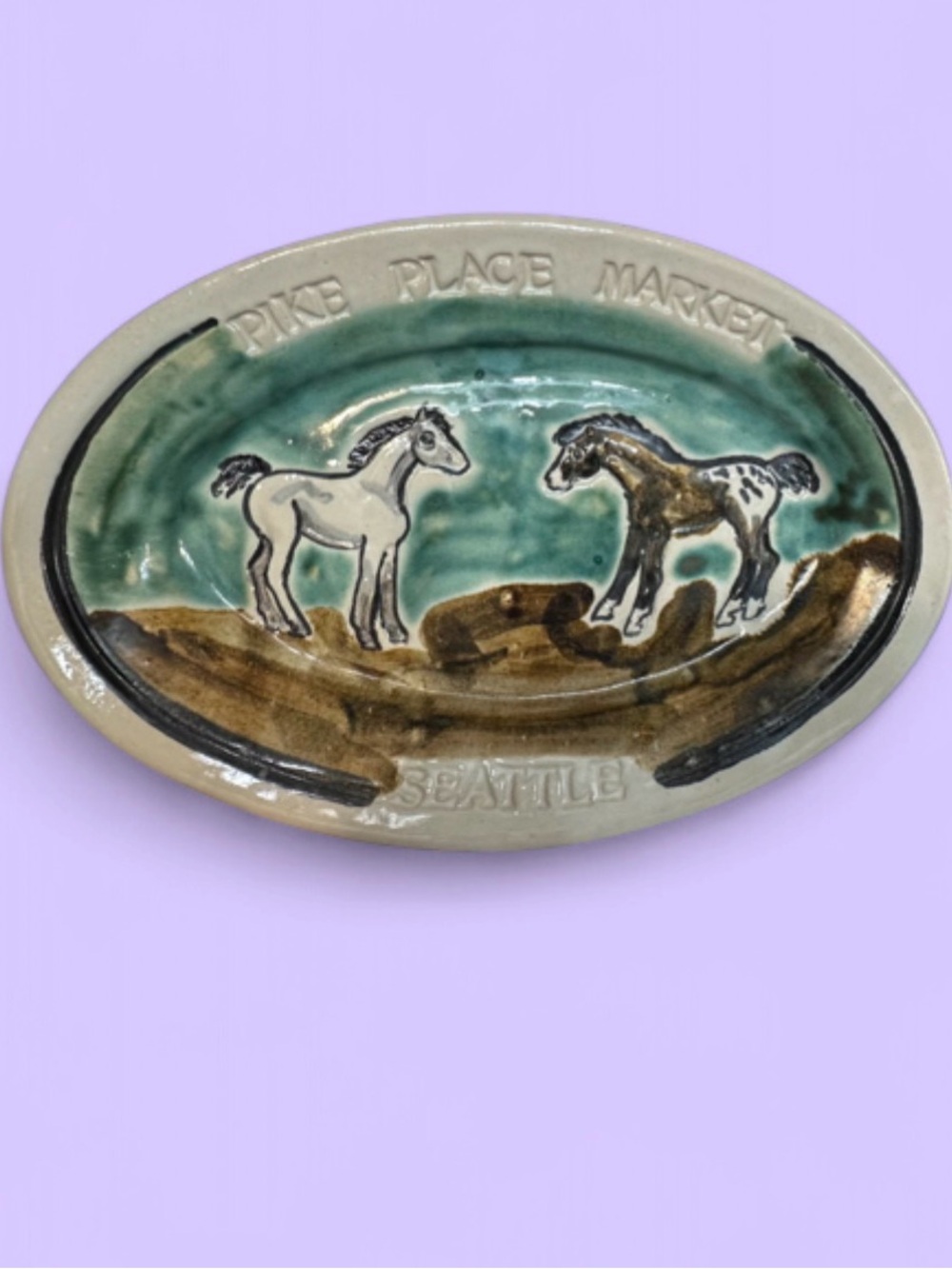 Rare Sally Christopher Seattle Pike Place Market Pottery Horse Platter